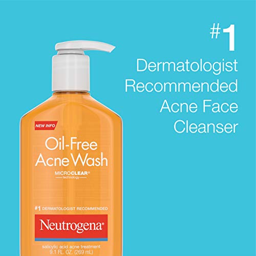 Neutrogena Oil-Free Acne Fighting Facial Cleanser with Salicylic Acid Acne Treatment medicine,, Daily Oil Free Acne Face Wash for Acne-Prone Skin with Salicylic Acid Medicine, 9.1 fl. oz