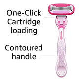 Amazon Basics Women's 5 Blade FITS Razor, Fits Amazon Basics and Venus Handles, Includes 1 FITS Handle, 12 Cartridges & 1 Shower Hanger, Pink