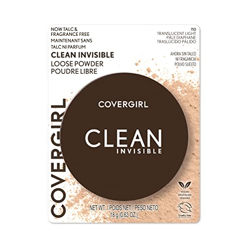 COVERGIRL Clean Invisible Loose Powder - Loose Powder, Setting Powder, Vegan Formula - Translucent Light, 20g (0.7 oz)