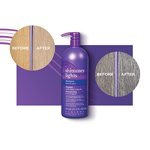 Clairol Professional Shimmer Lights Purple Shampoo, 2 fl. Oz | Neutralizes Brass & Yellow Tones | For Blonde, Silver, Gray & Highlighted Hair