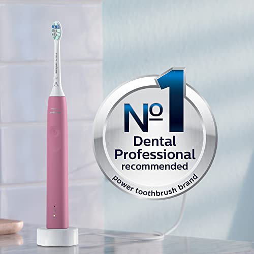 PHILIPS Sonicare 4100 Power Toothbrush, Rechargeable Electric Toothbrush with Pressure Sensor, Deep Pink HX3681/26