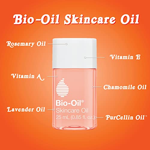 Bio-Oil Skincare Body Oil, Serum for Scars and Stretchmarks, Face and Body Moisturizer Dry Skin, Non-Greasy, Dermatologist Recommended, Non-Comedogenic, For All Skin Types, with Vitamin A, E, 4.2 oz