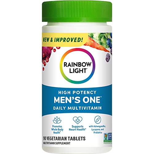 Rainbow Light Multivitamin for Men, Vitamin C, D & Zinc, Probiotics, Mens One Multivitamin Provides High Potency Immune Support, Non-GMO, Vegetarian, 90 Tablets