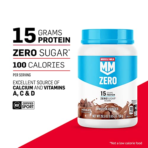 Muscle Milk ZERO, 100 Calorie Protein Powder, Vanilla, 15g Protein, 1.65 Pound, 25 Servings