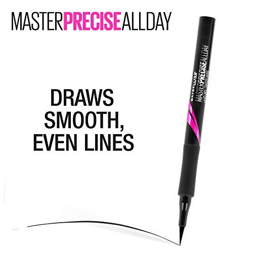 Maybelline Eyestudio Master Precise All Day Waterproof Liquid Eyeliner Makeup, Black, 2 Count