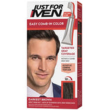 Just For Men Easy Comb-In Color Mens Hair Dye, Easy No Mix Application with Comb Applicator - Real Black, A-55, Pack of 3