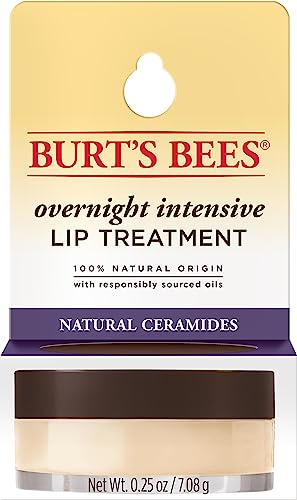 Burts Bees Passion Fruit and Chamomile Overnight Intensive Lip Treatment with and Ceramides, Lip Hydrates Lips 8 Hours, Natural Origin, 0.25 oz