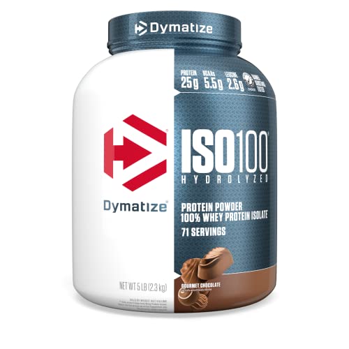 Dymatize ISO100 Hydrolyzed Protein Powder, 100% Whey Isolate, 25g of Protein, 5.5g BCAAs, Gluten Free, Fast Absorbing, Easy Digesting, Cocoa Pebbles, 5 Pound (Pack of 1)