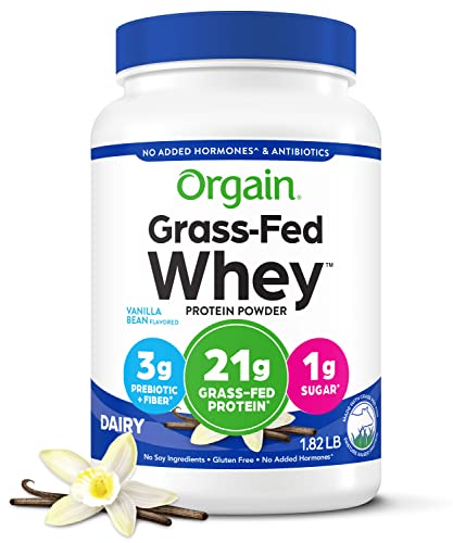 Orgain Whey Protein Powder, Creamy Chocolate Fudge - 21g Grass Fed Dairy Protein, Gluten Free, Soy Free, No Sugar Added, Kosher, No Added Hormones or Carrageenan, For Smoothies & Shakes - 1.82lb