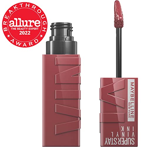 MAYBELLINE New York Super Stay Vinyl Ink Longwear No-Budge Liquid Lipcolor Makeup, Highly Pigmented Color and Instant Shine, Royal, Deep Wine Red Lipstick, 0.14 fl oz, 1 Count