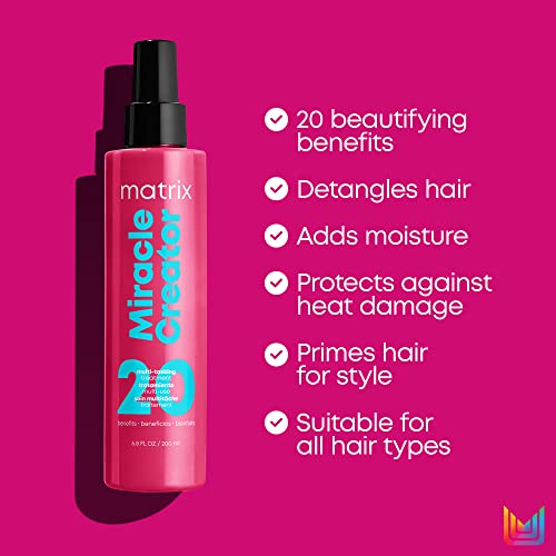 Matrix Miracle Creator Leave-In Conditioner Spray | Moisturize & Detangle | Frizz Control Treatment | Heat Protectant | Natural, Curly, Damaged Hair| Sulfate Free | Packaging May Vary | 6.8 Fl. Oz.