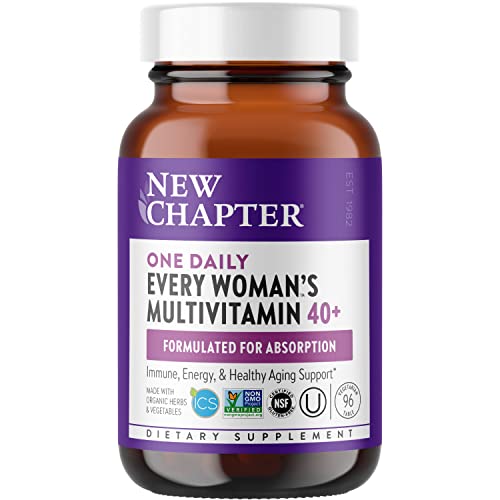 New Chapter Women's Multivitamin + Immune Support, One Daily 40+, Fermented with Probiotics + D3 + B Vitamins + Organic Non-GMO Ingredients, 72 Count