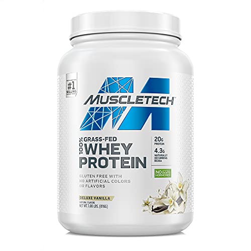 MuscleTech Grass Fed Whey Protein Powder for Muscle Gain, Growth Hormone Free, Non-GMO, Gluten Free, 20g Protein + 4.3g BCAA, Triple Chocolate, 1.8 lbs