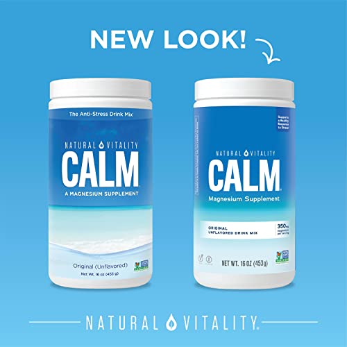 Natural Vitality Calm, Magnesium Citrate Supplement, Anti-Stress Drink Mix Powder - Gluten Free, Vegan, & Non-GMO, Orange, 16 oz