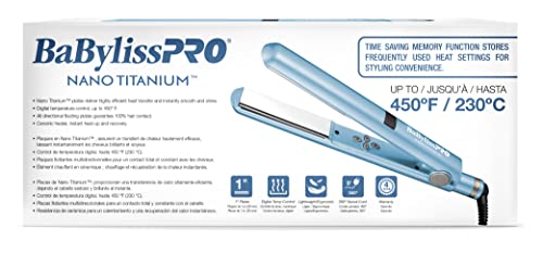 BaBylissPRO Nano Titanium Flat Iron Hair Straightener, 1 Digital Hair Straightener Iron for Professional Salon Results and All Hair Types