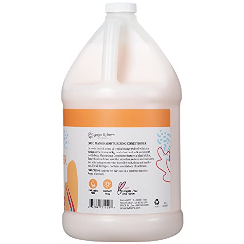 Ginger Lily Farms Botanicals Moisturizing Conditioner for All Hair Types, Coco Mango, 100% Vegan & Cruelty-Free, Coconut Mango Scent, 1 Gallon Refill