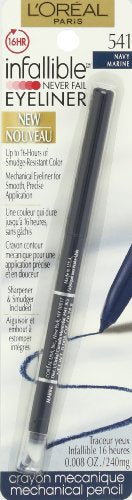 L'Oreal Paris Makeup Infallible Never Fail Original Mechanical Pencil Eyeliner with Built in Sharpener, Black Brown, 2 Count