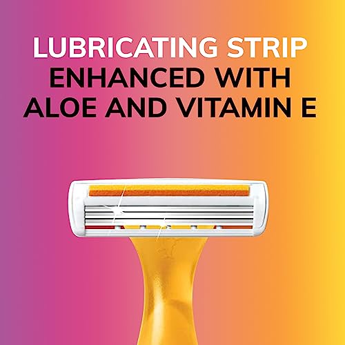 BIC Soleil Smooth Colors Women's Disposable Razors With Aloe Vera and vitamin E Lubricating Strip for Enhanced Glide, With 3 Blades, 14 Count