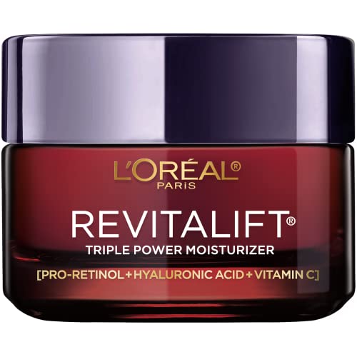 L'Oreal Paris Revitalift Triple Power Anti-Aging Face Moisturizer, Pro Retinol, Hyaluronic Acid & Vitamin C, Reduce Wrinkles 2.55 Oz