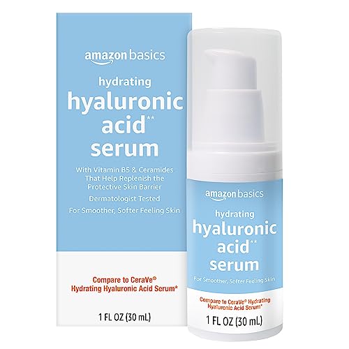 Amazon Basics Hydrating Hyaluronic Acid Serum, 1 Fluid Ounce, 1-Pack