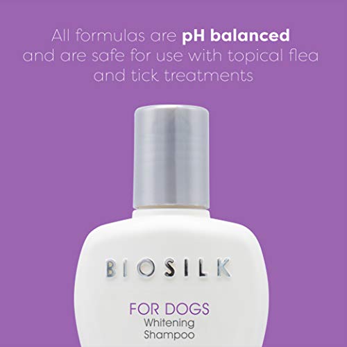 BioSilk for Dogs Silk Therapy Whitening Shampoo | Best Brightening for White Dogs to Keep A Clean, White Coat, 12 Oz Shampoo Bottle for All Dogs