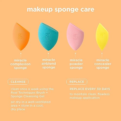 Real Techniques Miracle Airblend Sponge, Matte Makeup Blending Sponge, For Liquid, Cream, & Powder Products, Offers Medium To Full Coverage, Foundation Sponge, Packaging May Vary, 1 Count