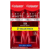 Colgate Optic White Renewal Teeth Whitening Toothpaste with Fluoride, 3% Hydrogen Peroxide, High Impact White, Mint - 3 Ounce (2 Pack)