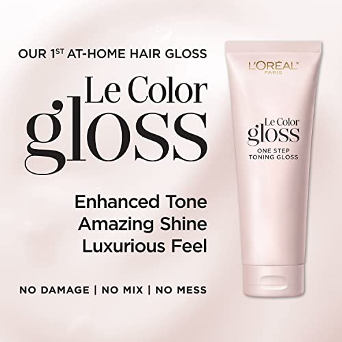 L’Oréal Paris Le Color Gloss One Step Toning Gloss, In-Shower Hair Toner with Deep Conditioning Treatment Formula for Gray Hair, Silver White, 1 Kit, 32.626 cubic_inches