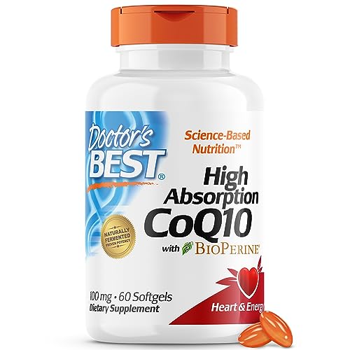 Doctor's Best High Absorption CoQ10 with BioPerine, Gluten Free, Naturally Fermented, Heart Health, Energy Production, 100 mg, 120 Count