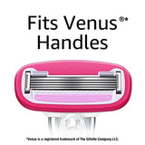 Amazon Basics Women's 5 Blade FITS Razor, Fits Amazon Basics and Venus Handles, Includes 1 FITS Handle, 12 Cartridges & 1 Shower Hanger, Pink