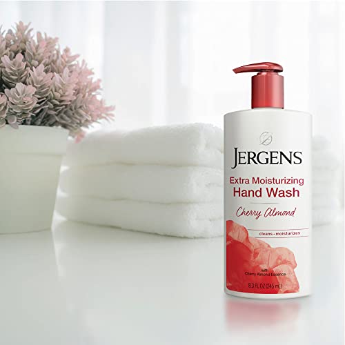 Jergens Extra Moisturizing Hand Soap, Liquid Hand Soap Refill Cherry Almond Scent, Hand Wash For Dry Hands, 16 Ounces