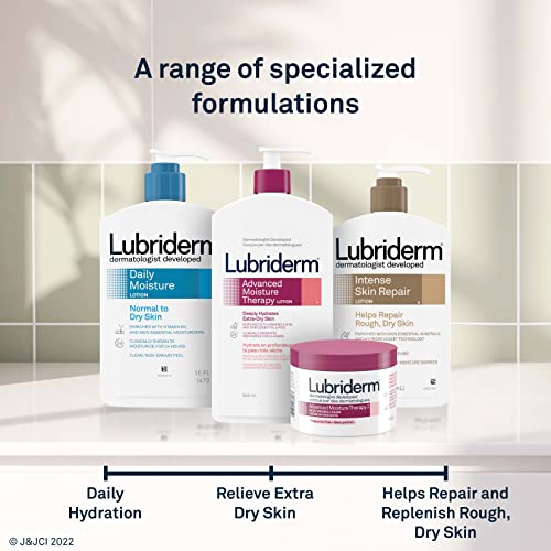 Lubriderm Advanced Therapy Fragrance Free Moisturizing Hand & Body Lotion + Pro-Ceramide with Vitamins E & Pro-Vitamin B5, Intense Hydration for Itchy, Extra Dry Skin, Non-Greasy, 32 fl. oz