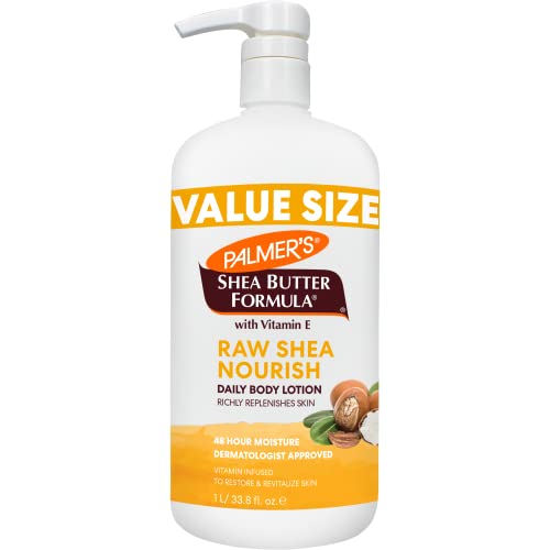 Palmers Shea Formula Raw Shea Body Lotion for Dry Skin, Hand & Body Moisturizer, Value Size Pump Bottle, 33.8 Ounces (Pack of 1)