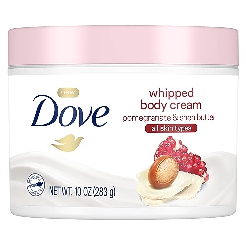 Dove Whipped Body Cream Dry Skin Moisturizer Pomegranate and Shea Butter Nourishes Deeply, 10 Oz