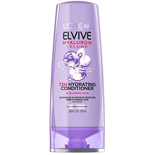 L’Oréal Paris Elvive Hyaluron Plump Hydrating Conditioner for Dehydrated, Dry Hair Infused with Hyaluronic Acid Care Complex, Paraben-Free, 12.6 Fl Oz