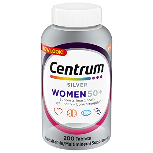 Centrum Silver Womens Multivitamin for Women 50 Plus, Multivitamin/Multimineral Supplement with Vitamin D3, B Vitamins, Non-GMO Ingredients, Supports Memory and Cognition in Older Adults - 200 Ct