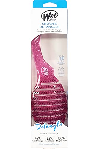 Wet Brush Detangling Brush, Shower Detangler Brush (Pink Glitter) - Wet & Dry Tangle-Free Hair Brush for Women & Men - No Tangle Soft & Flexible Bristles for Straight, Curly, & Thick Hair