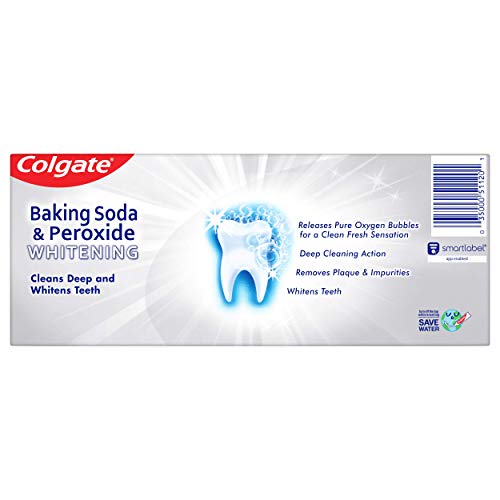 Colgate Baking Soda and Peroxide Toothpaste, Whitening Brisk Mint Flavor, Whitens Teeth, Fights Cavities and Removes Surface Stains for Whiter Teeth, 6 Oz Tube, 2 Pack