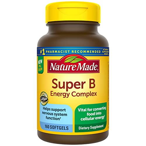 Nature Made Super B Energy Complex, Dietary Supplement for Brain Cell Function Support, 160 Softgels, 160 Day Supply (Packaging May Vary)