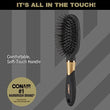 Conair Velvet Touch Travel Hairbrush, Hairbrush for Men and Women, Cushion Base Everyday Brushing with Soft-Touch Handle, Color May Vary, 1 Count