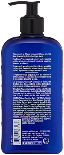 Jack Black - Pure Clean Daily Facial Cleanser, 16 fl oz â€“ 2-in-1 Facial Cleanser and Toner, Removes Dirt and Oil, PureScience Formula, Certified Organic Ingredients, Aloe and Sage Leaf