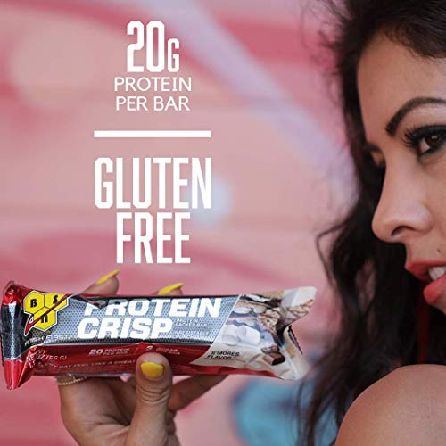 BSN Protein Bars - Protein Crisp Bar by Syntha-6, Whey Protein, 20g of Protein, Gluten Free, Low Sugar, Salted Toffee Pretzel, 12 Count