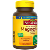 Nature Made Magnesium Glycinate 200 mg per Serving, Dietary Supplement for Muscle, Heart, Nerve and Bone Support, 60 Capsules, 30 Day Supply