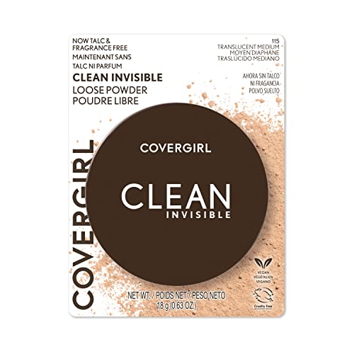 COVERGIRL Clean Invisible Loose Powder - Loose Powder, Setting Powder, Vegan Formula - Translucent Light, 20g (0.7 oz)