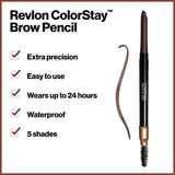 Revlon Eyebrow Pencil, Colorstay Eye Makeup with Eyebrow Spoolie, Waterproof, Longwearing Angled Precision Tip, 220 Dark Brown, 0.01 Oz