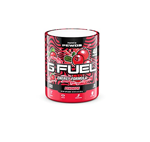 G Fuel PewDiePie Energy Powder, Sugar Free, Clean Caffeine Focus Supplement, Water Mix, Lingonberry Flavor, Focus Amino, Vitamin + Antioxidants Blend - 9.8 oz (40 Servings)