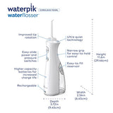 Waterpik Cordless Pearl Rechargeable Portable Water Flosser for Teeth, Gums, Braces Care and Travel with 4 Flossing Tips, ADA Accepted, Charger May Vary, WF-13 White