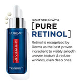 LOreal Paris Revitalift 0.3% Pure Retinol Night Serum, Reduce Deep Wrinkles, Fragrance Free 1 oz + Moisturizer Sample