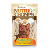 NutriChomps Dog Chews, 6-inch Braids, Easy to Digest, Rawhide-Free Dog Treats, Healthy, 10 Count, Real Chicken, Peanut Butter and Milk flavors