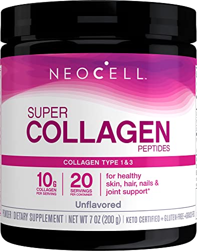 NeoCell Super Collagen Powder, 10g Collagen Peptides per Serving, Gluten Free, Keto Friendly, Non-GMO, Grass Fed, Paleo Friendly, Healthy Hair, Skin, Nails & Joints, Unflavored, 14 Oz